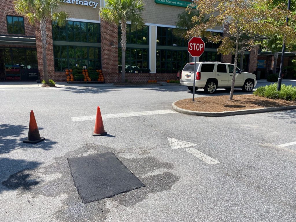 pothole that has been repaired